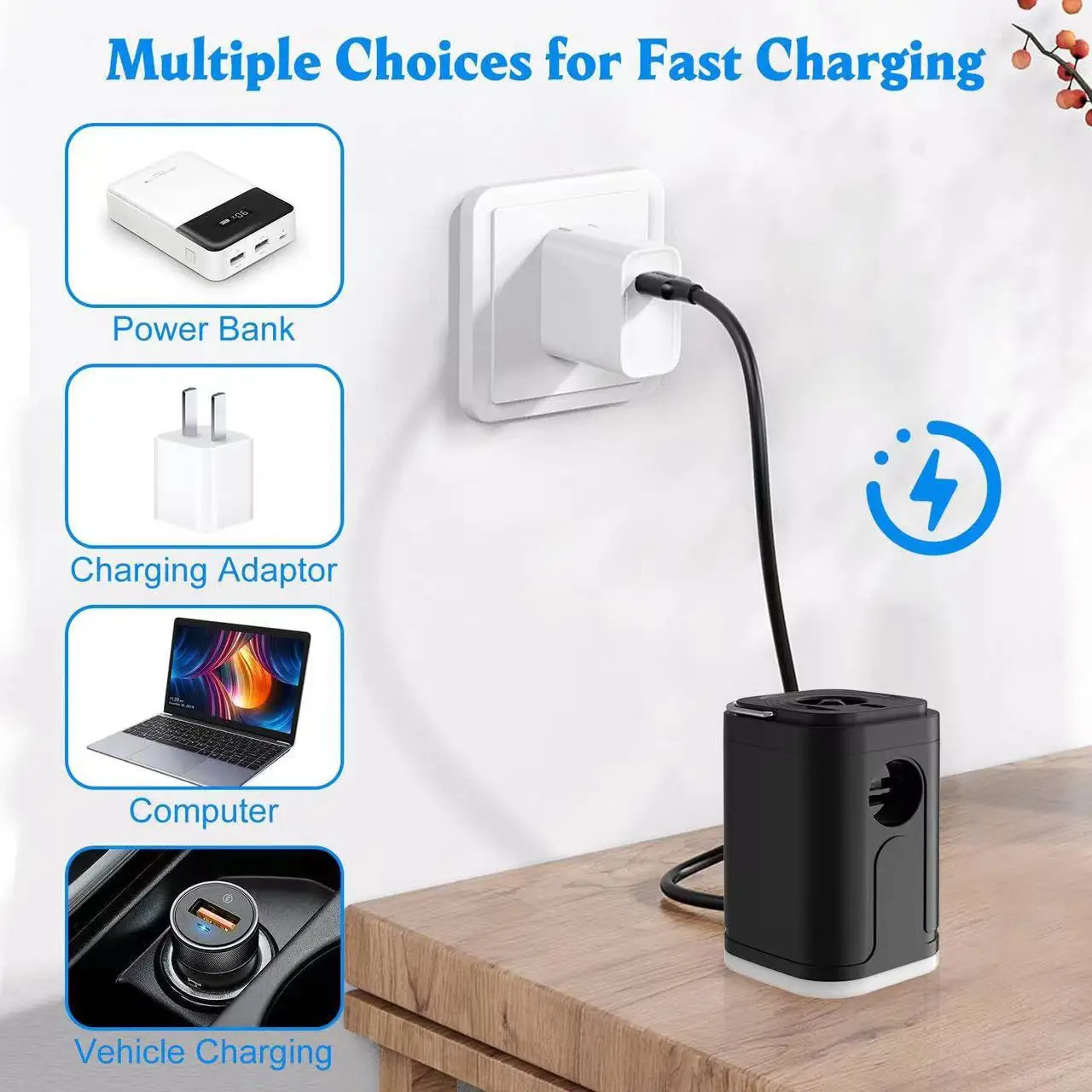 New 3 in 1 Mini air Pump, Household Electric Pump, Small, Fast and Convenient Suction Dual-use Outdoor Camping Light
