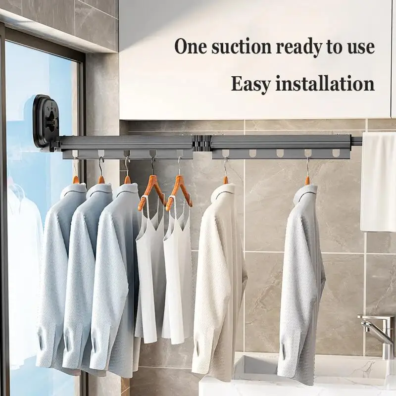 2023 Customized Clothes Foldable Drying Rack Sucked High Quality Automatic Suction Cup Dry and Aluminum Laundry Drying Rack