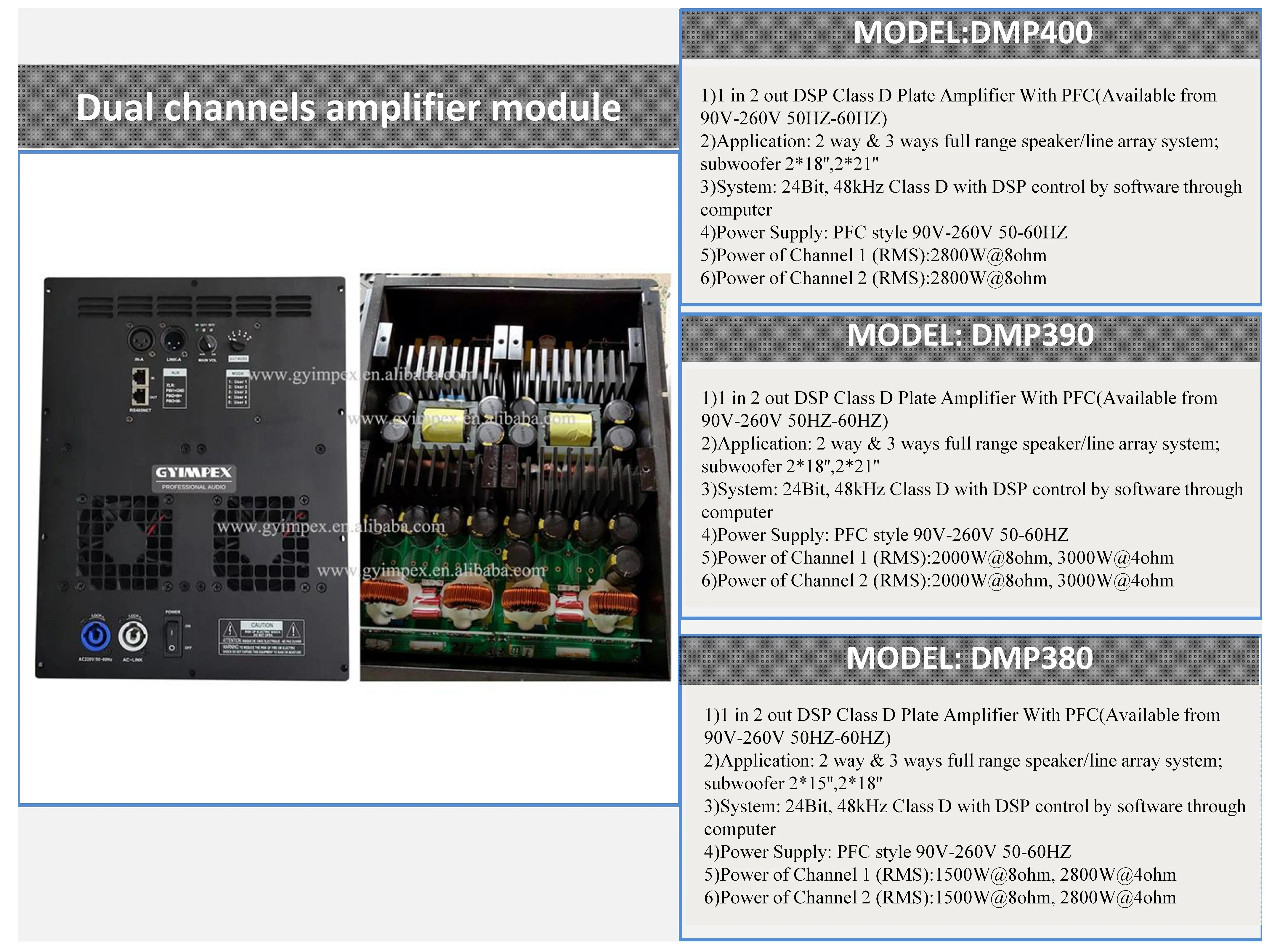 2800w 8ohm DSP Double Channels Amplifier Module for Line Array