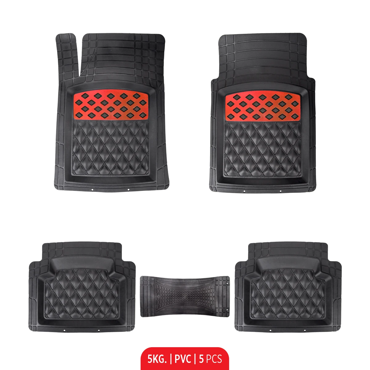 Universal Car Mat Rubber 5 Pieces High Quality Red Metal Heel Support Carpet Mat Covers All The
