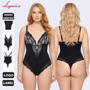 LYNMISS Lace Shapewear Bodysuit for Women Tummy Control Body Shaper V Neck Fajas Tank Tops Slimming Camisole Corset