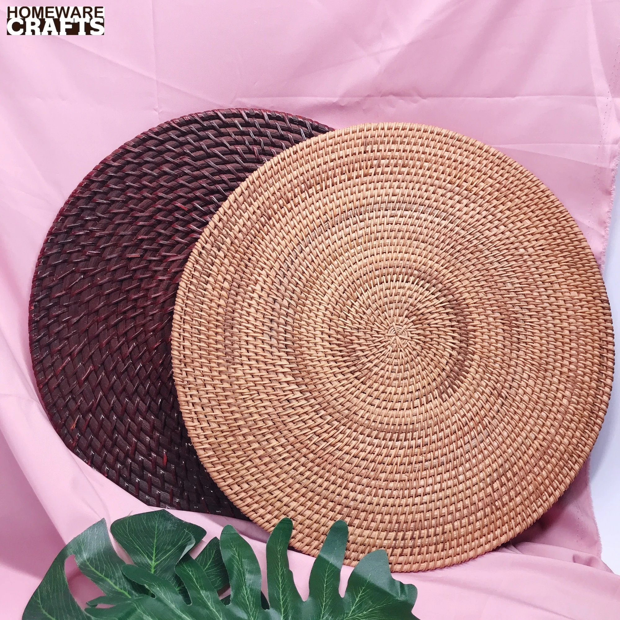 Natural Round Rattan Charger Plate For Serving Food Wedding Handmade