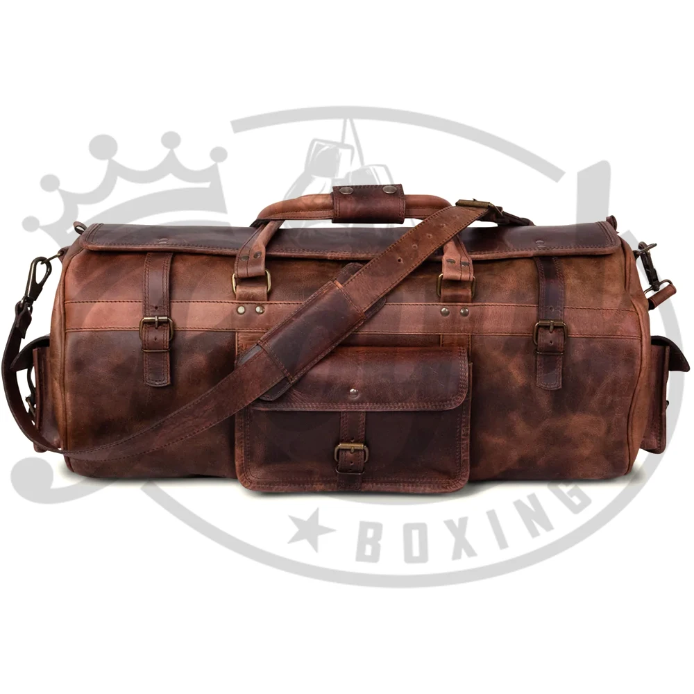 Travel Luxury Large Leather Trolley Duffle Weekender Bag Waterproof