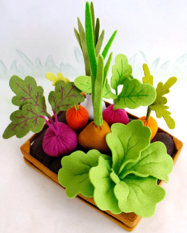 Vegetable Garden Toy Set Vegetable Garden Felt Toys Felt Vegetables Play food