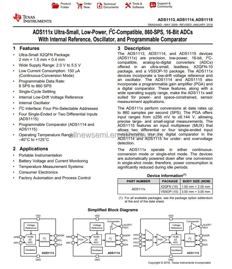 Hot sale Original ADS1115IDGSR  IC ADC 16BIT SIGMA-DELTA 10VSSOP 16 Bit Analog to Digital Converter Input 1 Sigma-Delta 10-VSSOP