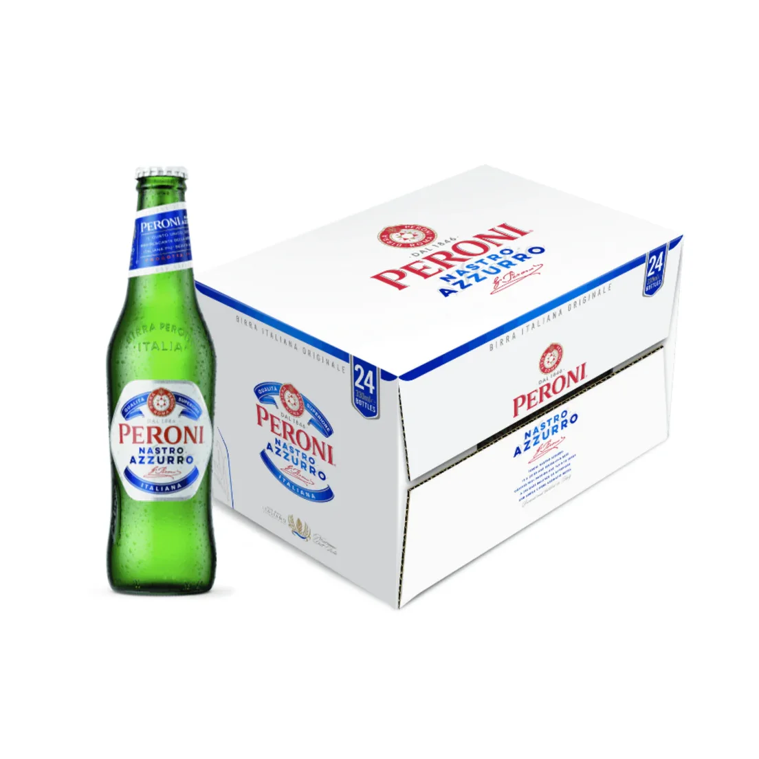 Peroni Nastro Azzurro 0.0% 24 X 33cl Case Bottles - Alcohol-Free Lager