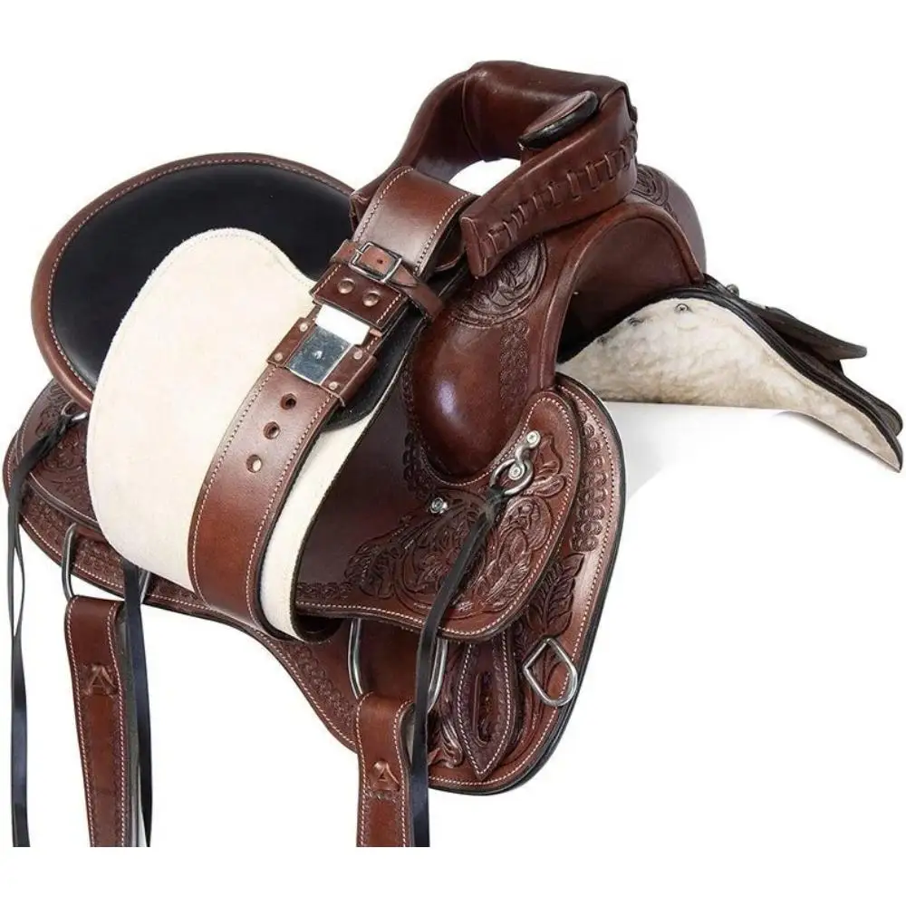 Selle Western Premium Leather Barrel Racing Trail Horse Tack toutes