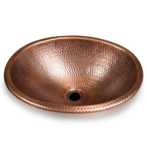 Hammered Look Leaf Design Copper Hand Wash Basin in Vintage Look Used for Home and Hotels Bathroom Accessories
