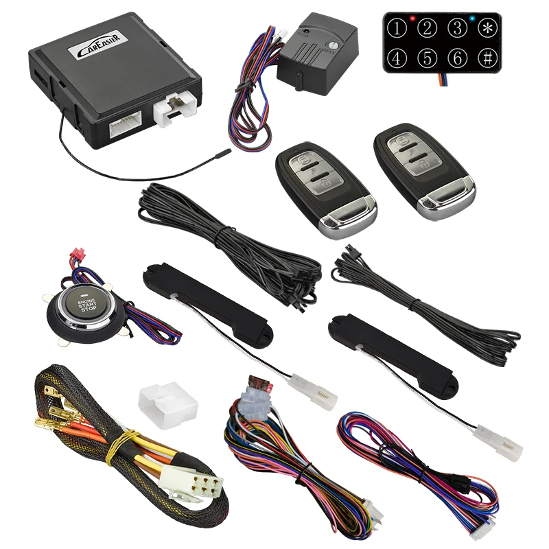 PKE Smart Key Car Alarm Keyless Push Button Start System with Remote Engine Start and Shock Sensor