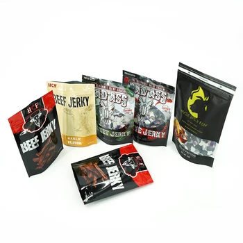 Digital printed packaging plastic bag proof zipper resealable packaging beefjerky nut packaging holographic mylar bag customized