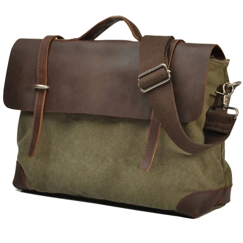 3B Gravita Upcycled Canvas & Leather Crossbody Bag - Vintage Style With 2 Straps & Pockets