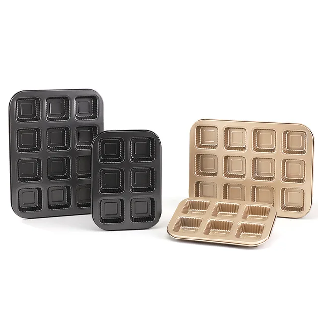 Heavy Duty Carbon Steel 12 Cavity Loaf Pan  Mini Baking Cake, Bread, Chocolate, and Brownie Mold for Bakery