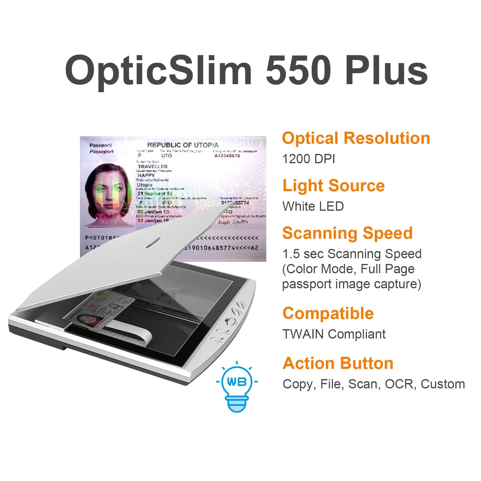 Alibaba.com: Plustek Passport ID Card Scanner with OCR/MRZ, NFC RFID ...