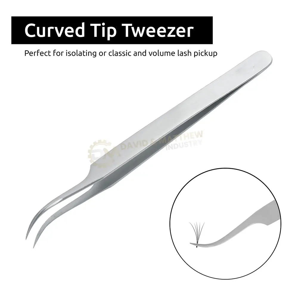 High Quality Curved And Straight Eyelash Extension Tweezers Pointed Tip Isolation/volume Tweezer