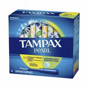 Tampax Pearl Plastic Tampons Multipack Light/Regular/Super Absorbency Unscented 50Count /Tampax Compak Applicator Tampons Super