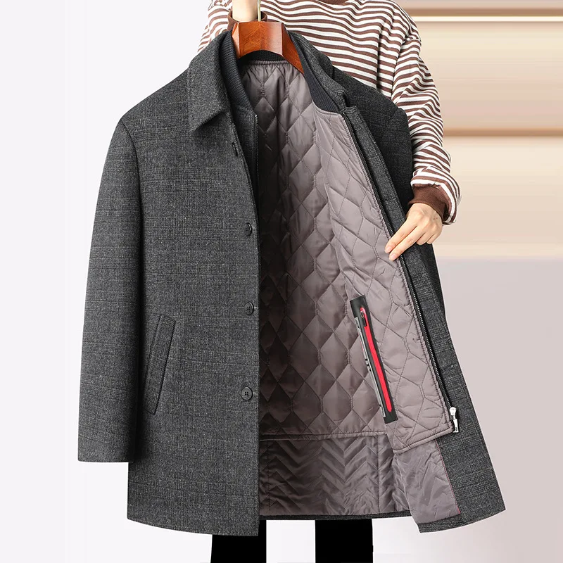Wool Blends Mens Casual removable vest plus fleece thickened waist for formal wool trench men woolen coat_voghion.com