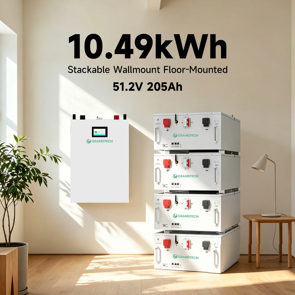 Batteria al litio Grandtech, 48 V, 100 Ah, 150 Ah, 200 Ah, montaggio su rack, pacco batteria LiFePO4 da 5 kWh, 7 kWh, 10 kWh, 20 kWh e 30 kWh