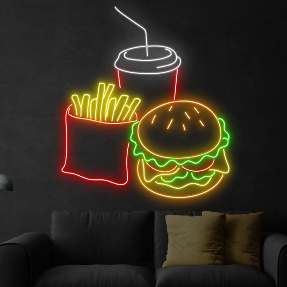 Food Shop Led Neon Sign Store Business logo Design Fast Food Sushi Shop  Decoration Led Light up Sign for Wall Decoration, image size:1000x1000