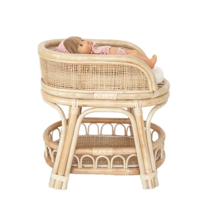 Elegant Natural Rattan Doll Changing Table Handwoven Wicker Changing Table for Doll Nursery Baby Toys Made in Vietnam