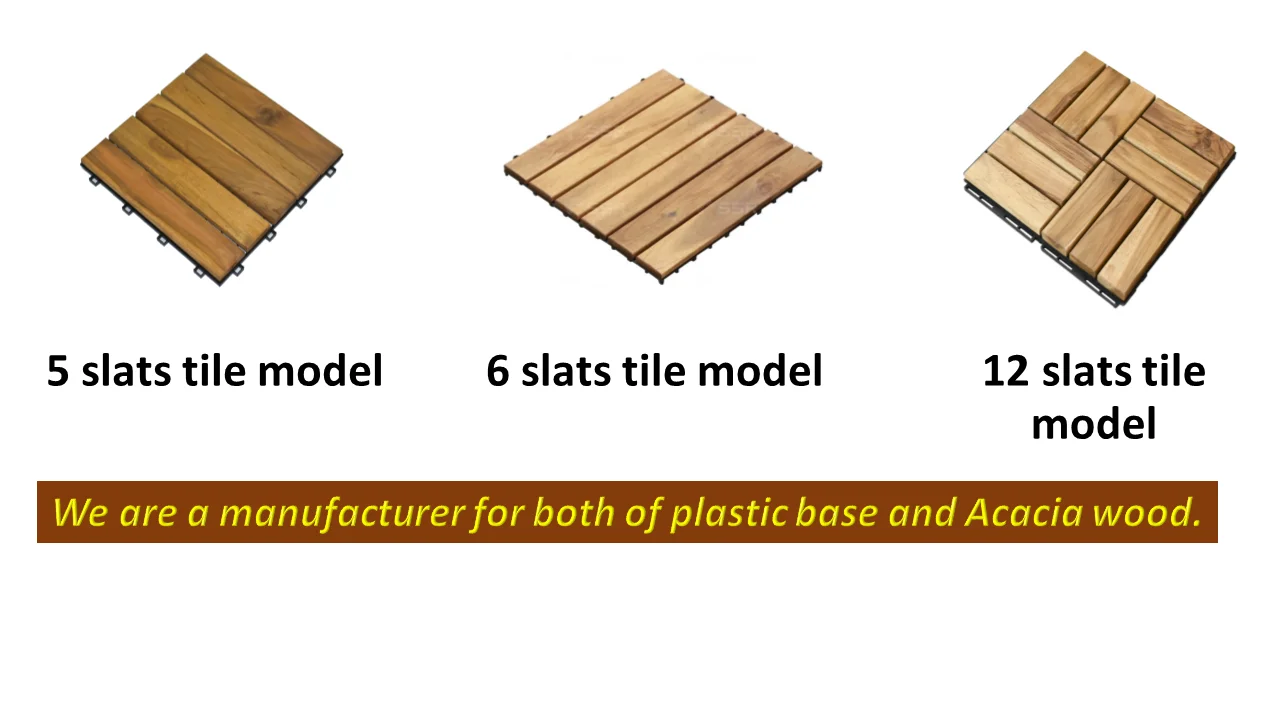 Acacia Wood Interlocking Deck Tiles,Plastic Wood Composite Interlock