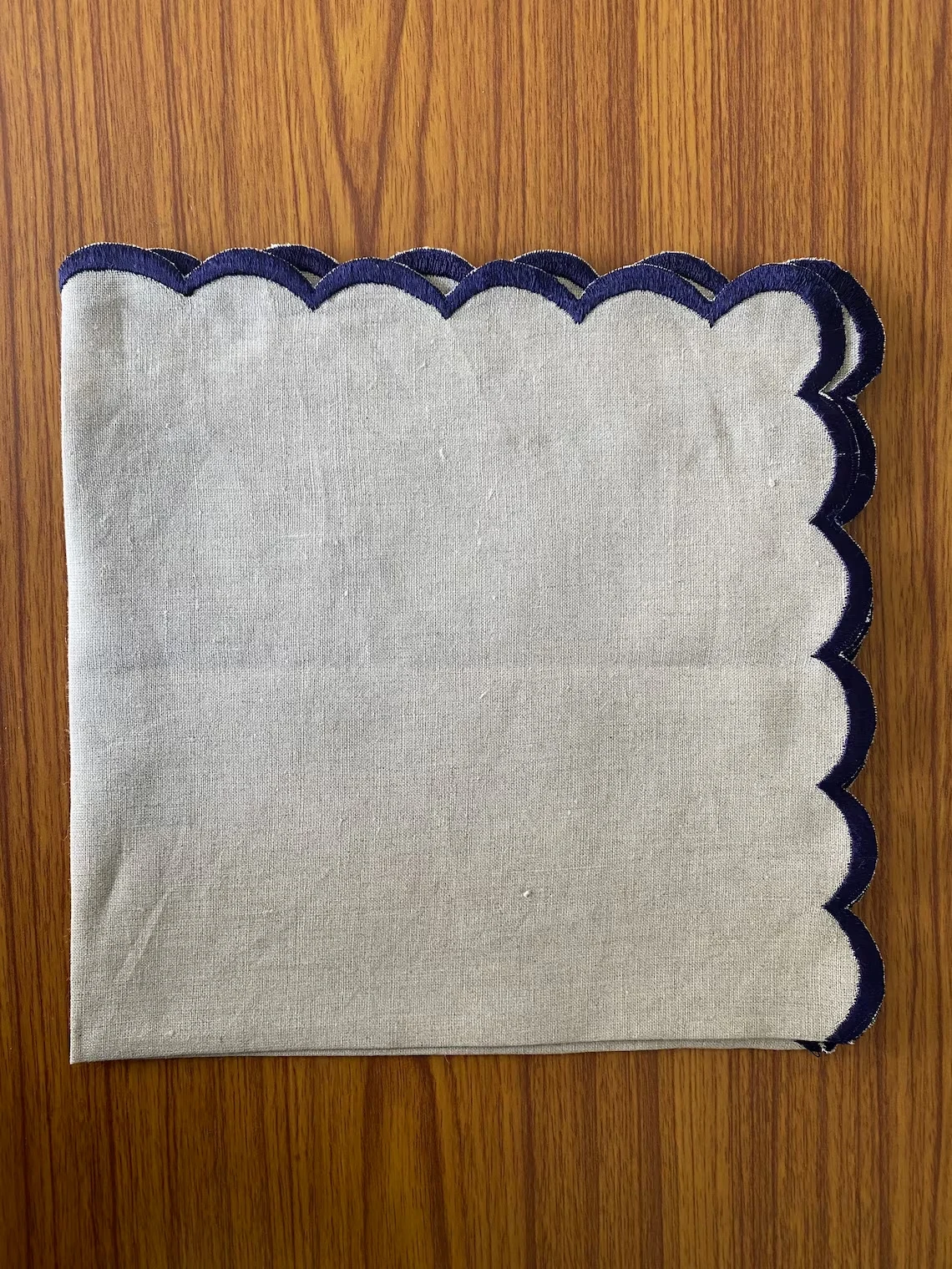 Embroidered Letters Scalloped Placemat Linen Napkins Scallop Edge 100 Linen White Linen Cloth