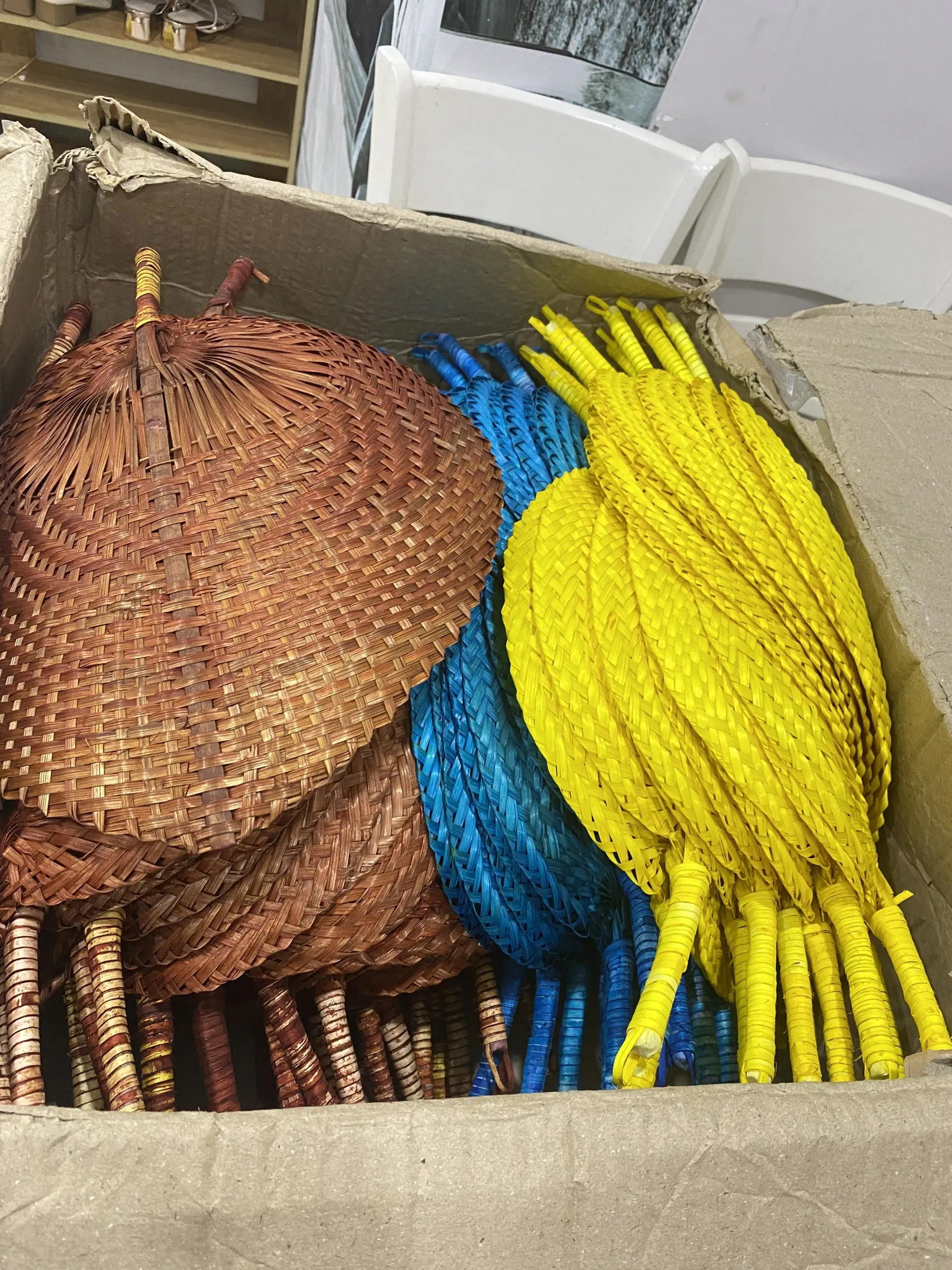 Wholesale Custom Logo Printing Bamboo Large Handheld Fan Rave Handfan