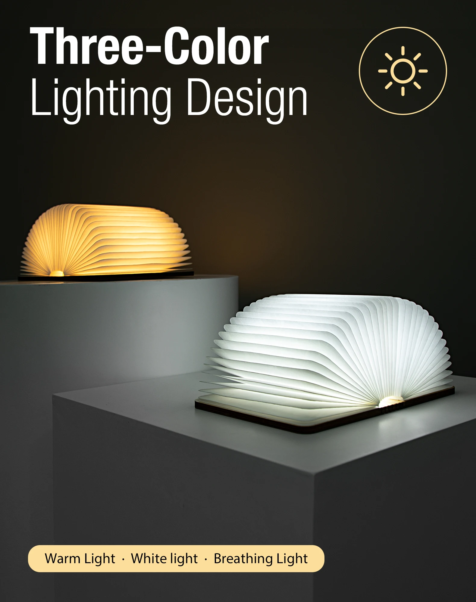 Corporate Gifts Idea Portable Reading Light Creative Magical Led Wooden Folding USB Rechargeable Book Lamp Gift Custom