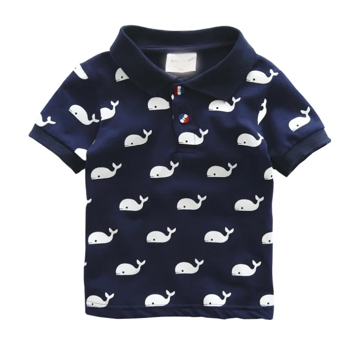 27 Years New Deign Allover Cartoon Dinosaur Print Boy's Polo Shirt