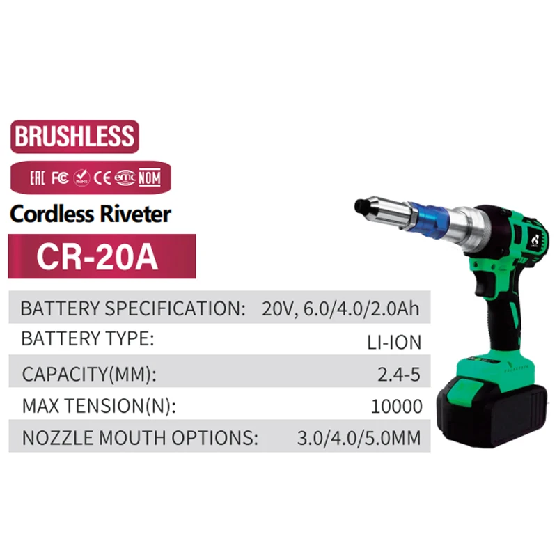 Efficient Cordless Riveter Gun With Brushless Motor Precise Application ...
