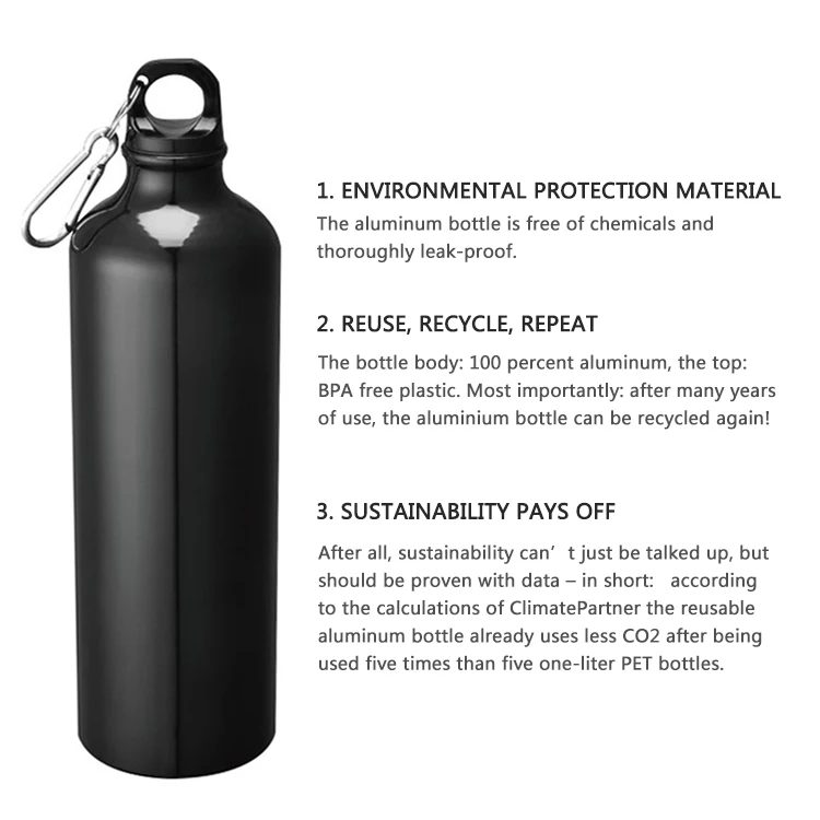 Recycled Aluminum Metal Logo Custom 500ml 750ml Outdoor Drink Cycling