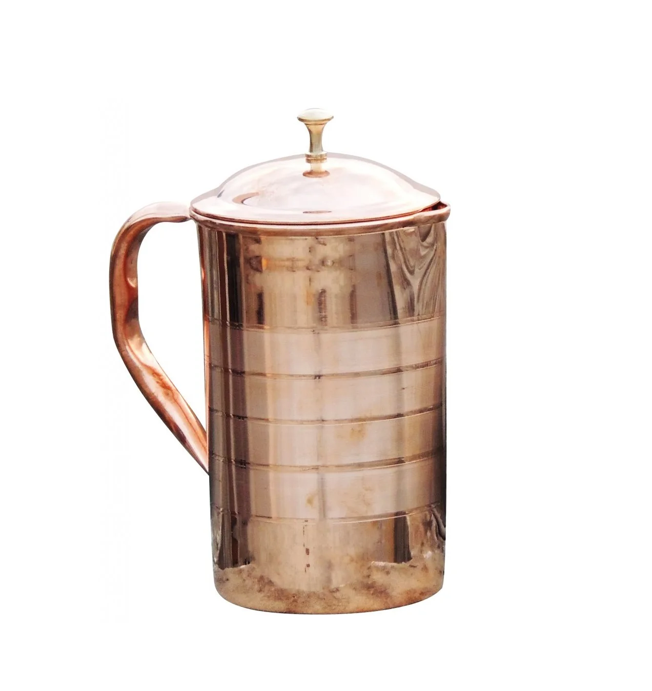 Pichet à Eau En Cuivre Et Acier Inoxydable 1600 Ml - Pour Eau Infusée Au Cuivre - Fabriqué Main En Inde - Hauteur 9,5"
