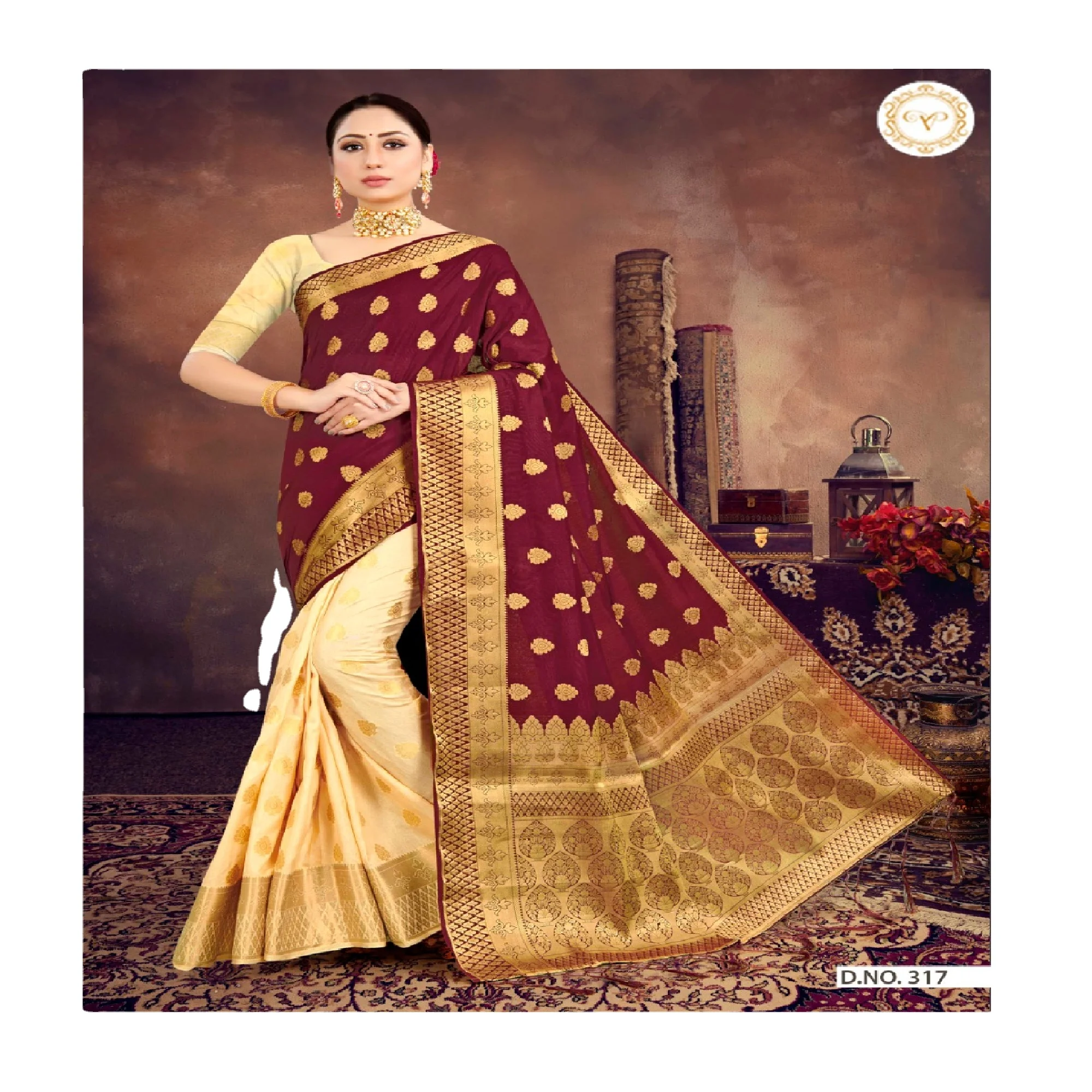 New Indian Designer Fancy Banarasi Silk Sari Ethnic Party Wear Top New Saree-sd 