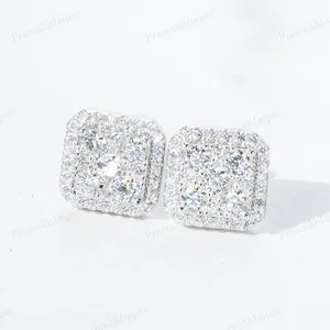 Hip Hop Style Moissanite Stud Earrings 14KT Yellow Gold Plated Unisex Gift Jewelry