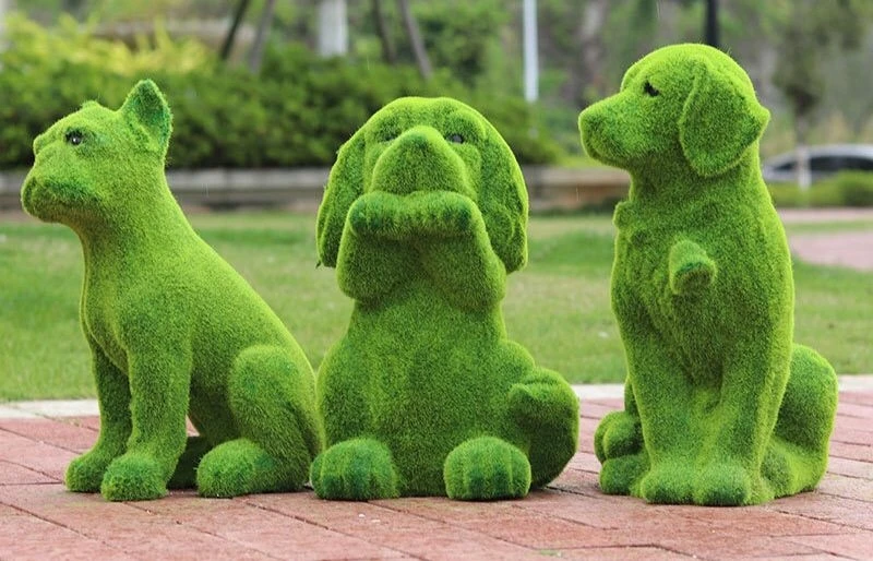 Customizable Outdoor Artificial Grass Metal Material with Steel Structure for Synthetic Animal Pet Decorations-Dog or Bear