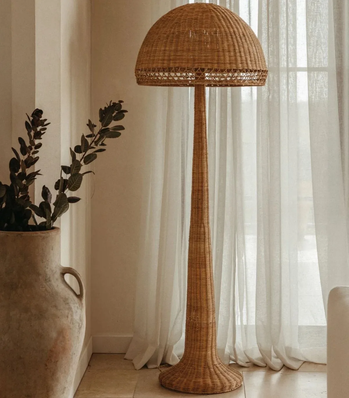 Rattan Lampshade – Handwoven Hexagonal Shade For Table & Floor Lamps, Compatible With E27/E14