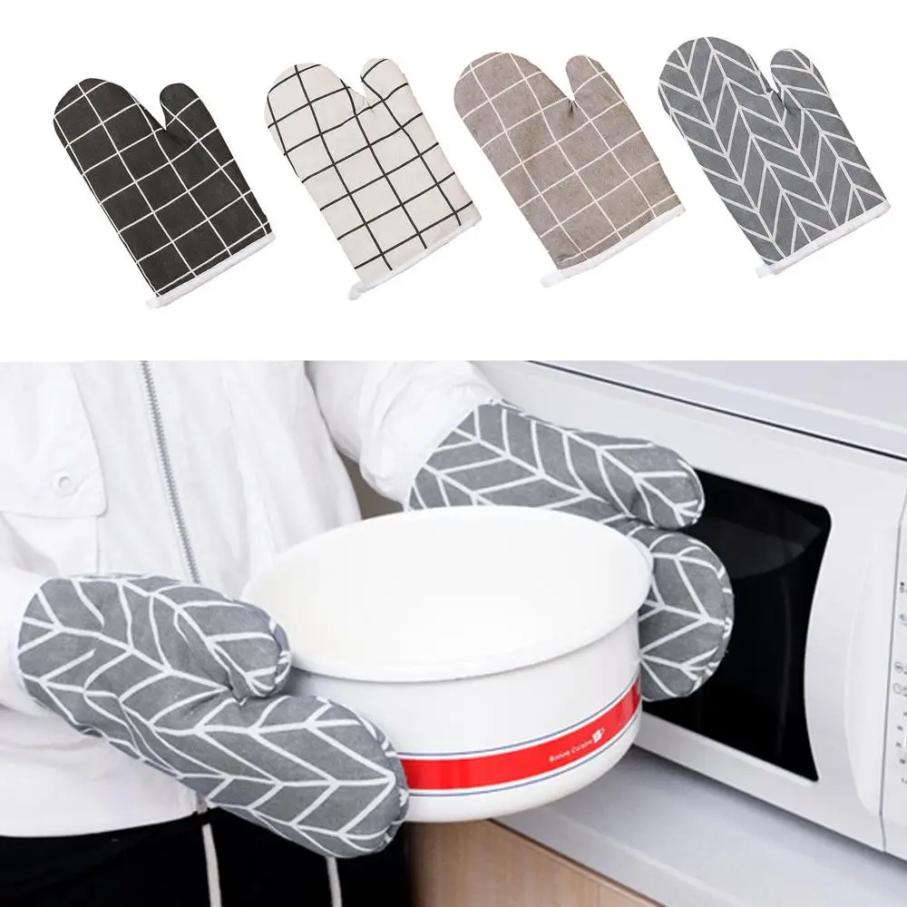 Heat Resistant Oven Mittens Microwave Cooking Oven Glove Anti Scald Mittens Baking Grilling Oven