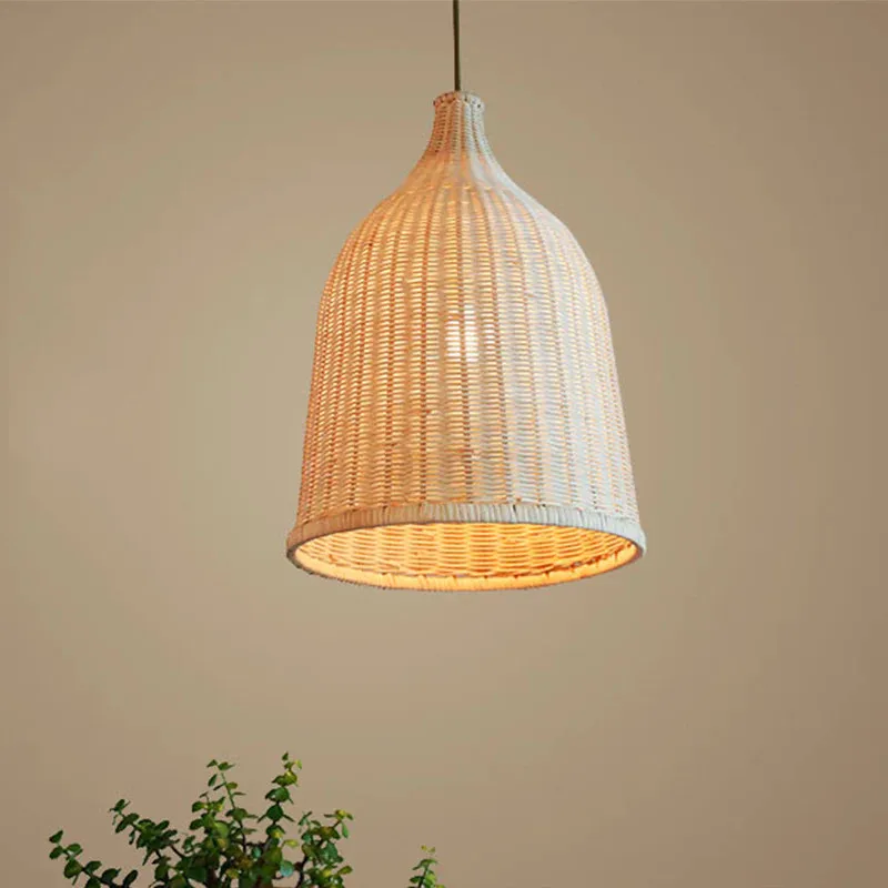 Rattan Pendant Lampshade Rustic Style Wicker Lampshades Frame Black