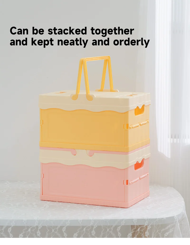 item no6008 new arrival large size household durable reliable stackable plastic folding collapsible storage crate with lid and handle-9