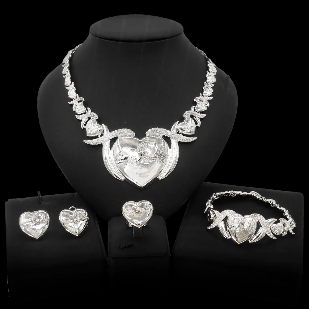 Zhuerrui 5.0 Big Heart Elephant XoXo Necklace Set Latest Design