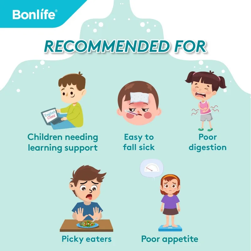 Bonlife I-Kidz Probiotic Sachets with HMO & Cognigrape for Brain & Gut Support (30 sachets x 5g) for Kids Wellness