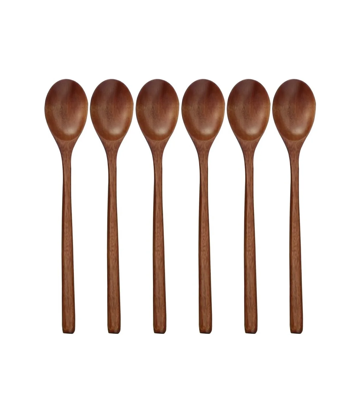 Wooden Spoons,6 Pieces 9 Inch Wood Soup Spoons For Eating Mixing ...