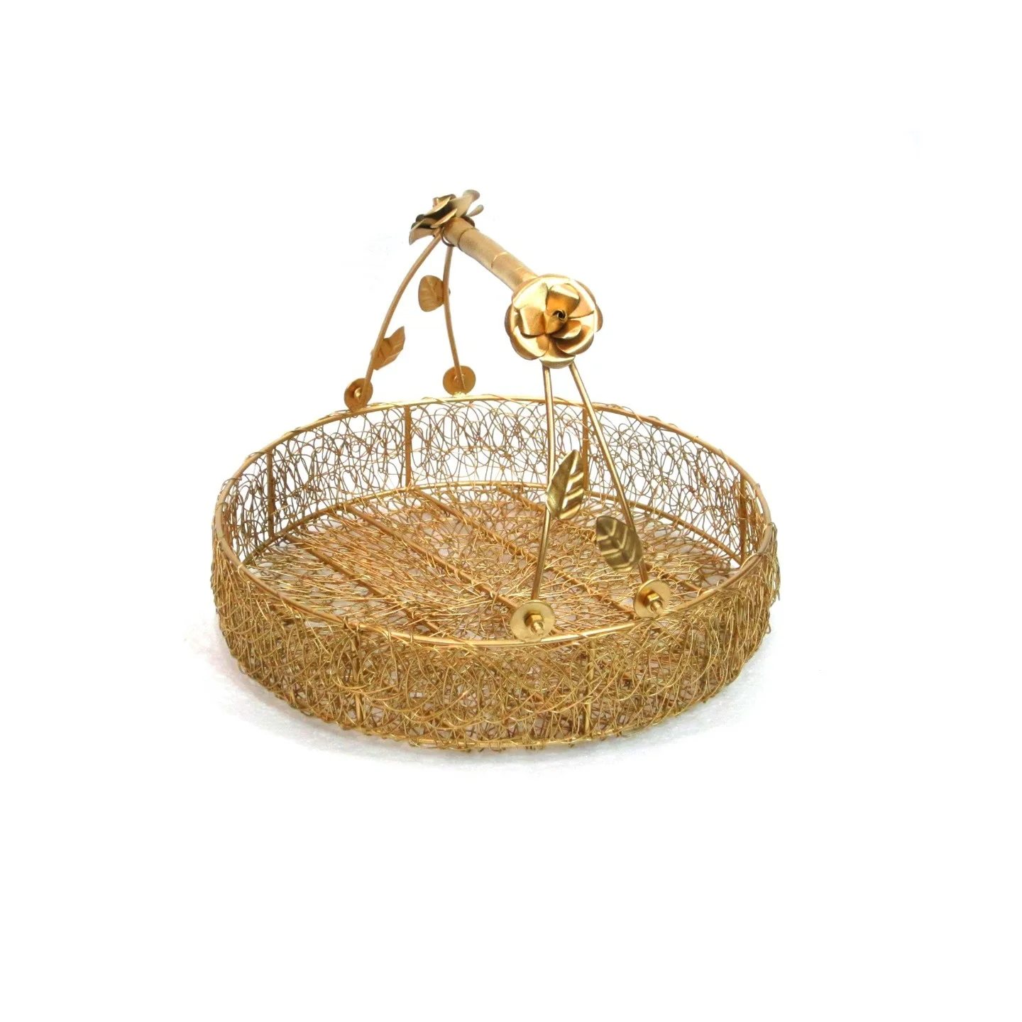 Hot Sales Metal Mesh Hamper Basket With Gold Plated For Home At Cheap