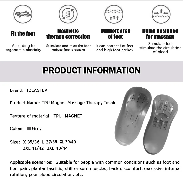 Ideastep Comfortable Foot Insoles Massage Breathable Shoes With Arch