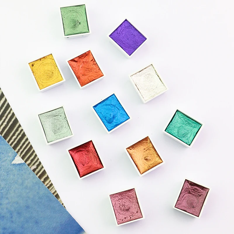 Pearlescent Gem Starry Metallic Watercolor Paint Set 6/12