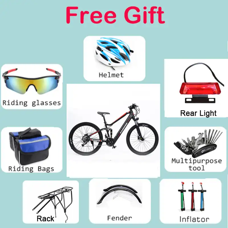 RANDRIDE YS90 Electric Mountain Bike 13.6A Battery with 500W/1000W Motor Full Suspension Aluminum Alloy Frame Max Speed 50KM/h