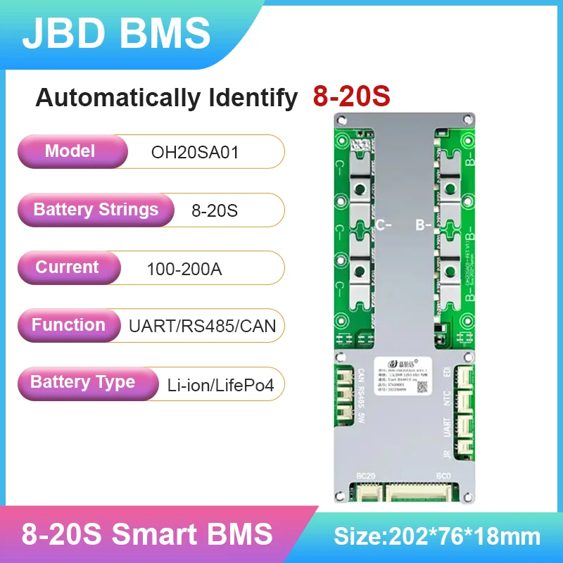 JBD BMS 72V 20S 100A 120A 150A 200A Li-Ion Smart Battery Management