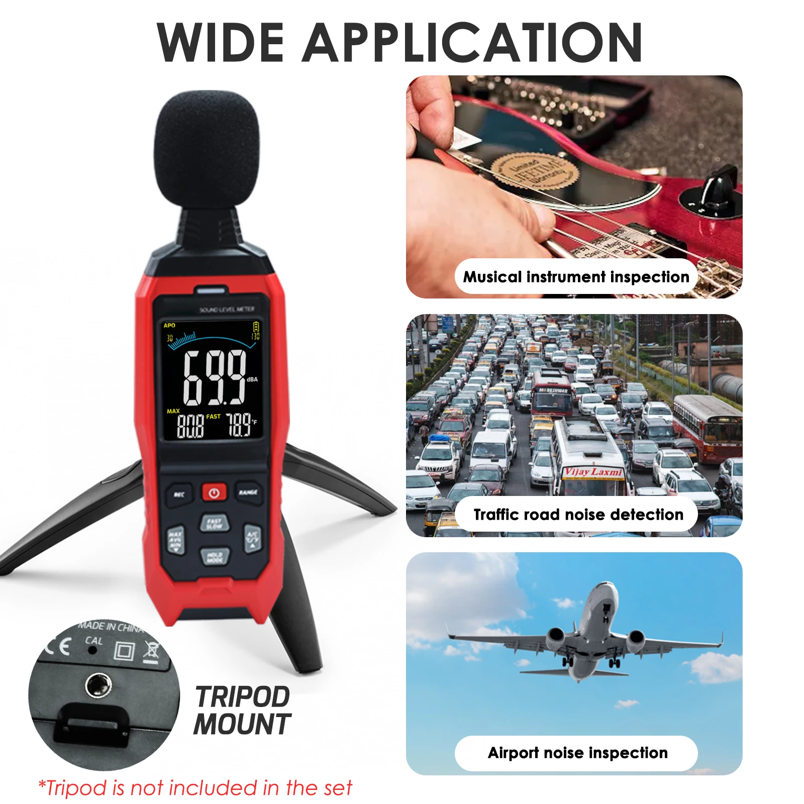 OBEST Dezibel-Messgerät – Schallpegelmesser 30-130 DB, Mit LCD & Hintergrundbeleuchtung, Für Zuhause, Baustelle & Fabrik DB Messgerät LCD OBEST Dezibel-Messgerät – Schallpegelmesser 30-130 DB, Mit LCD & Hintergrundbeleuchtung, Für Zuhause, Baustelle & Fabrik DB Messgerät LCD
