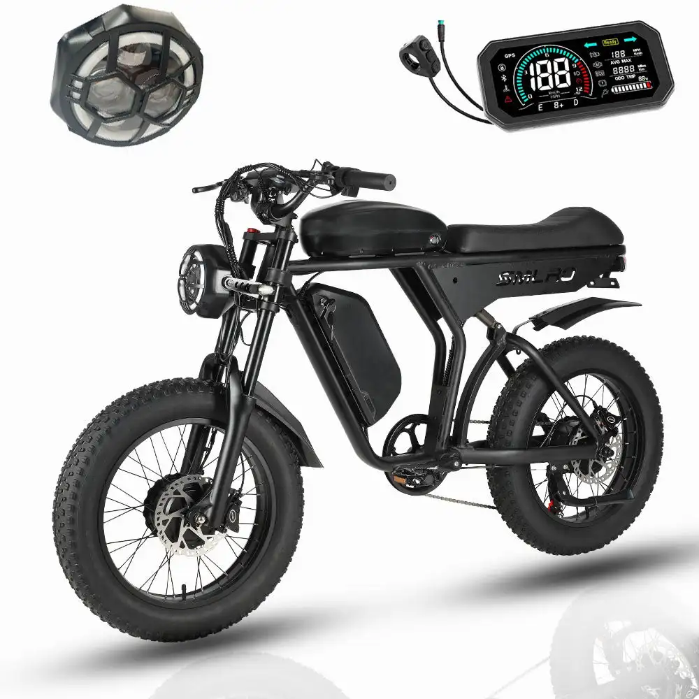 SMLRO U8 PLUS Dual Motor & Dual Battery (48V 21Ah & 19.2Ah) Electric Bike-2000W for 3000W Black/Yellow