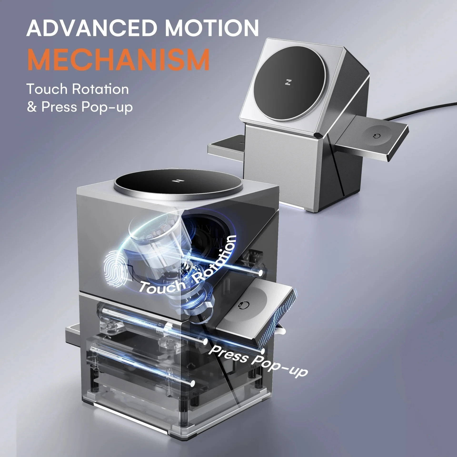 Touch Autorotation Magnetic Wireless Charging Station Qi2 15W Fast Charging Phone 3 in 1 Wireless Charger for IWatch AirPods