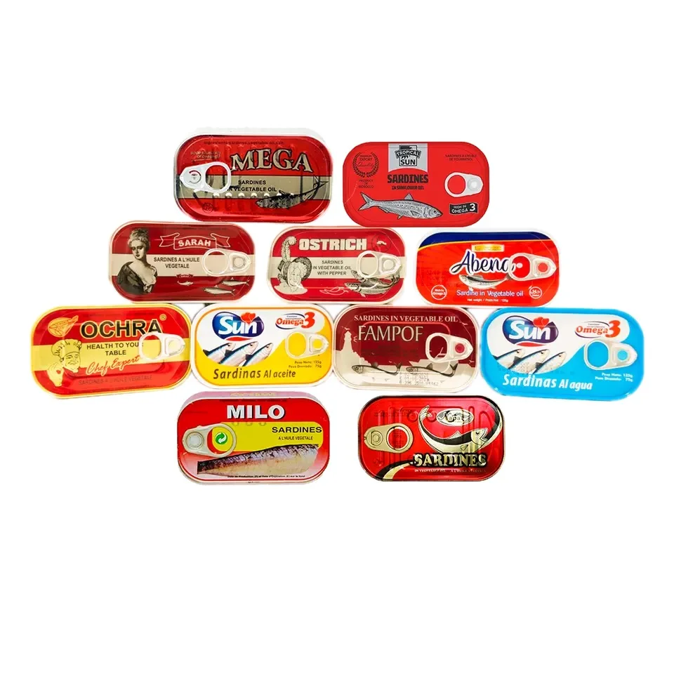 Morocco Canned Sardine with Tomato Sauce and Oil Fin ISO Certified 100% Fresh 125g 50 Tins/CTN Best Quality